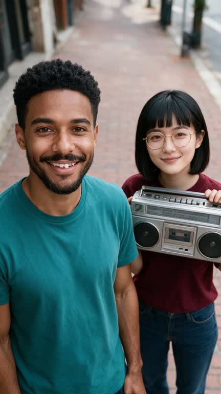 The actual AI-generated Boombox Street composite used as the starting image for this video