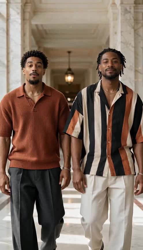Marble Lobby sample with two fictional adults